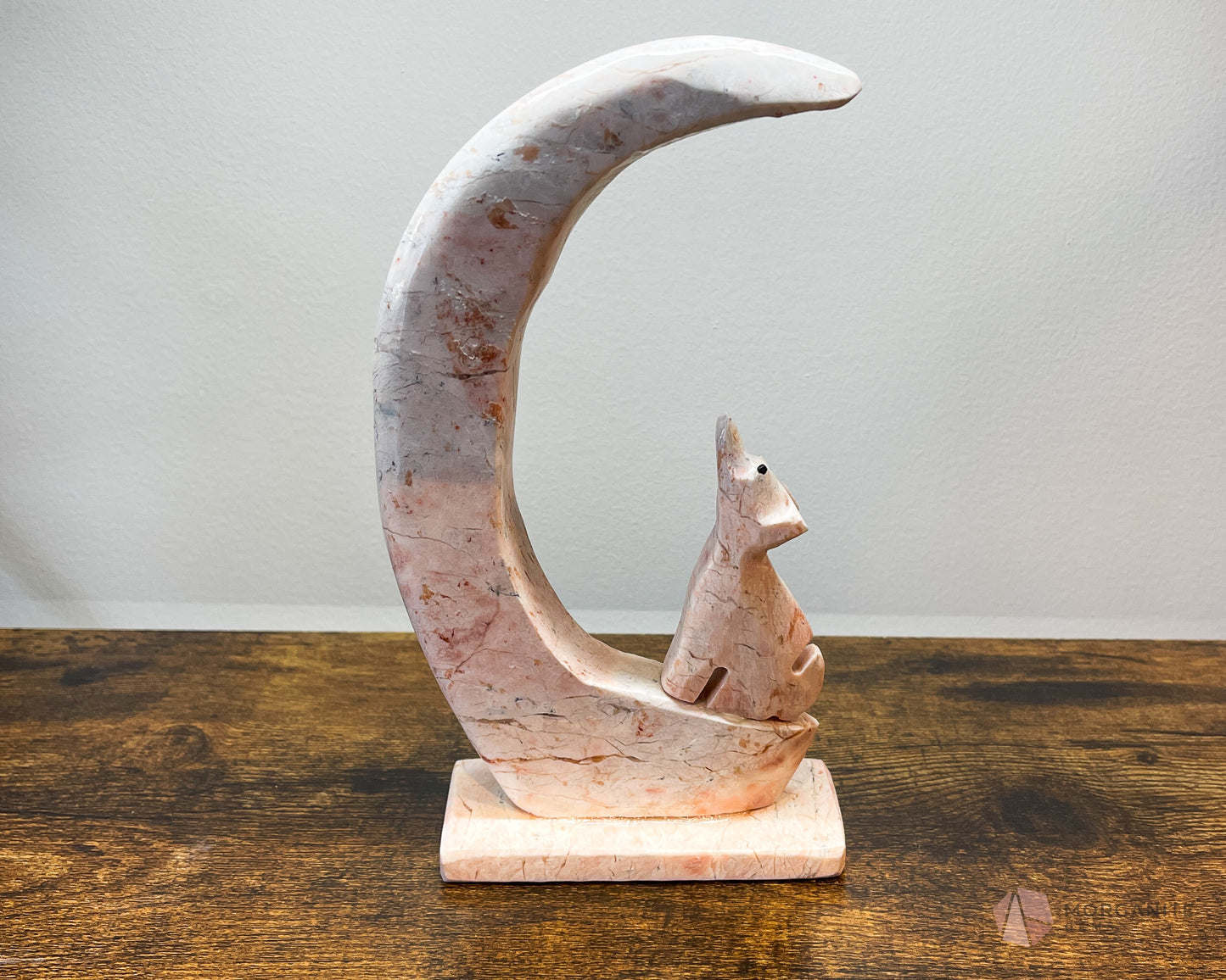 Wolf in Crescent Moon Carving