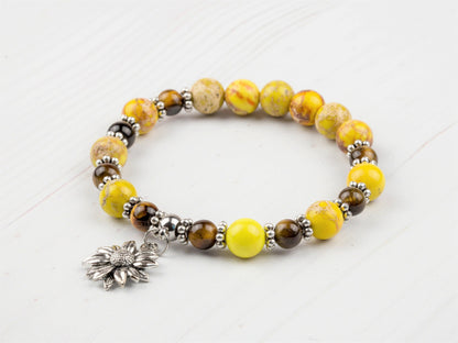 Sunflower Bracelet | Sunflower Charm Jewelry | Laughter Bracelet | Happiness Bracelet | Energy Bracelet | Bracelet for Joy | Sunflower Jewel
