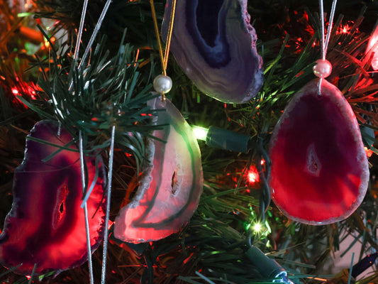 Agate Slice Holiday Ornaments