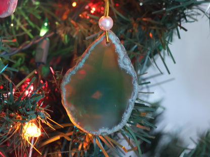 Agate Slice Holiday Ornaments