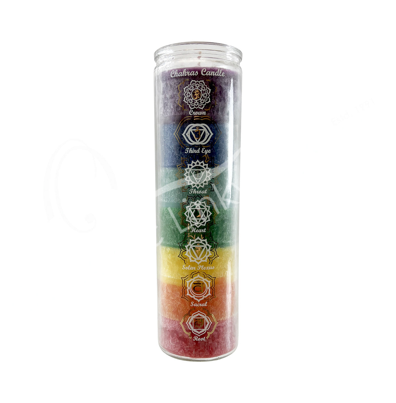 Chakra 7 Layers Unscented Class Jar Candle - Morganite Gems