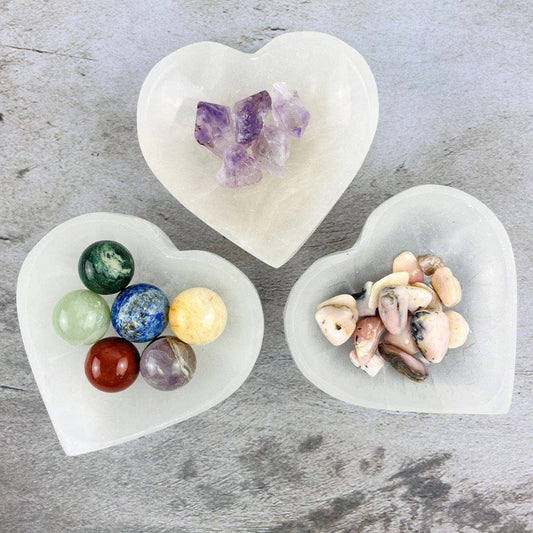 Selenite Heart Bowl – Crystal Bowl for Cleansing and Energy Charging - Morganite Gems