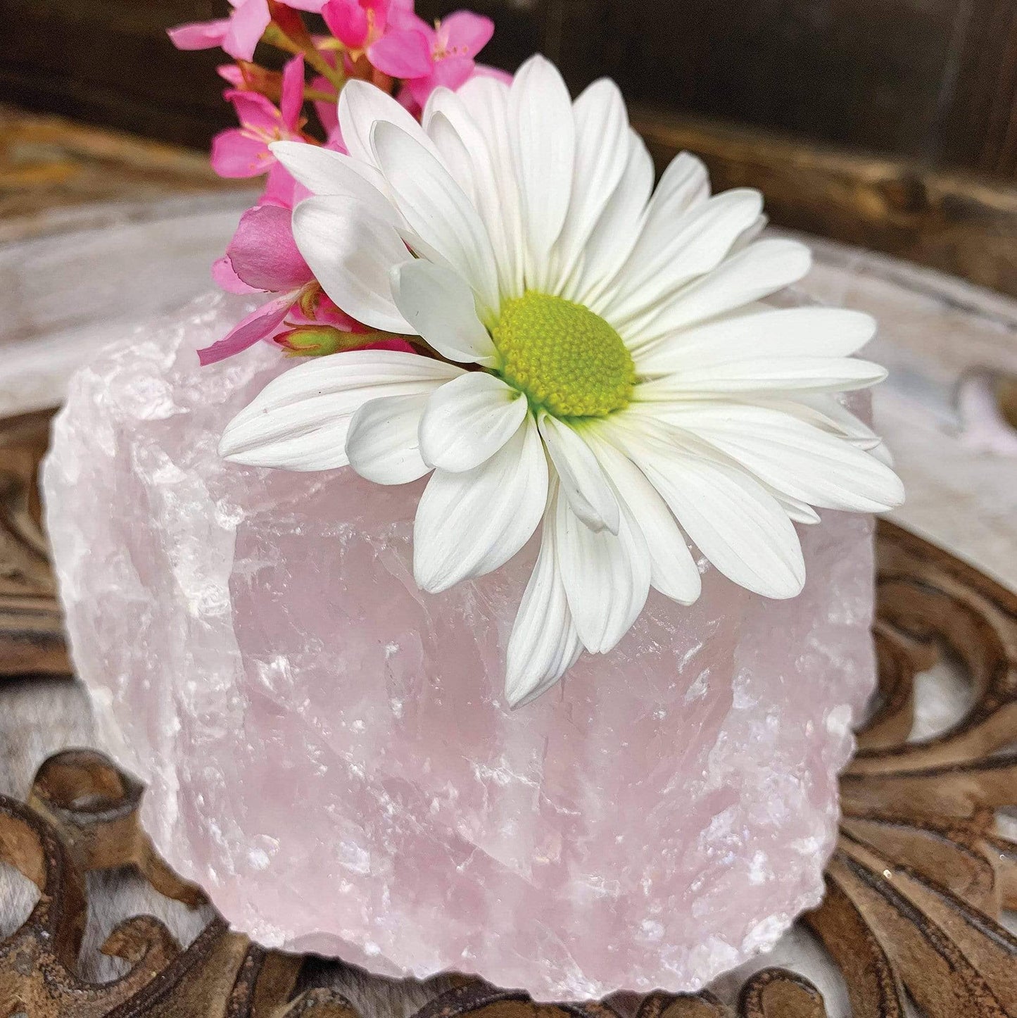 Natural Rose Quartz Candle Holder – Crystal Tealight Holder for Love & Healing Energy - Morganite Gems