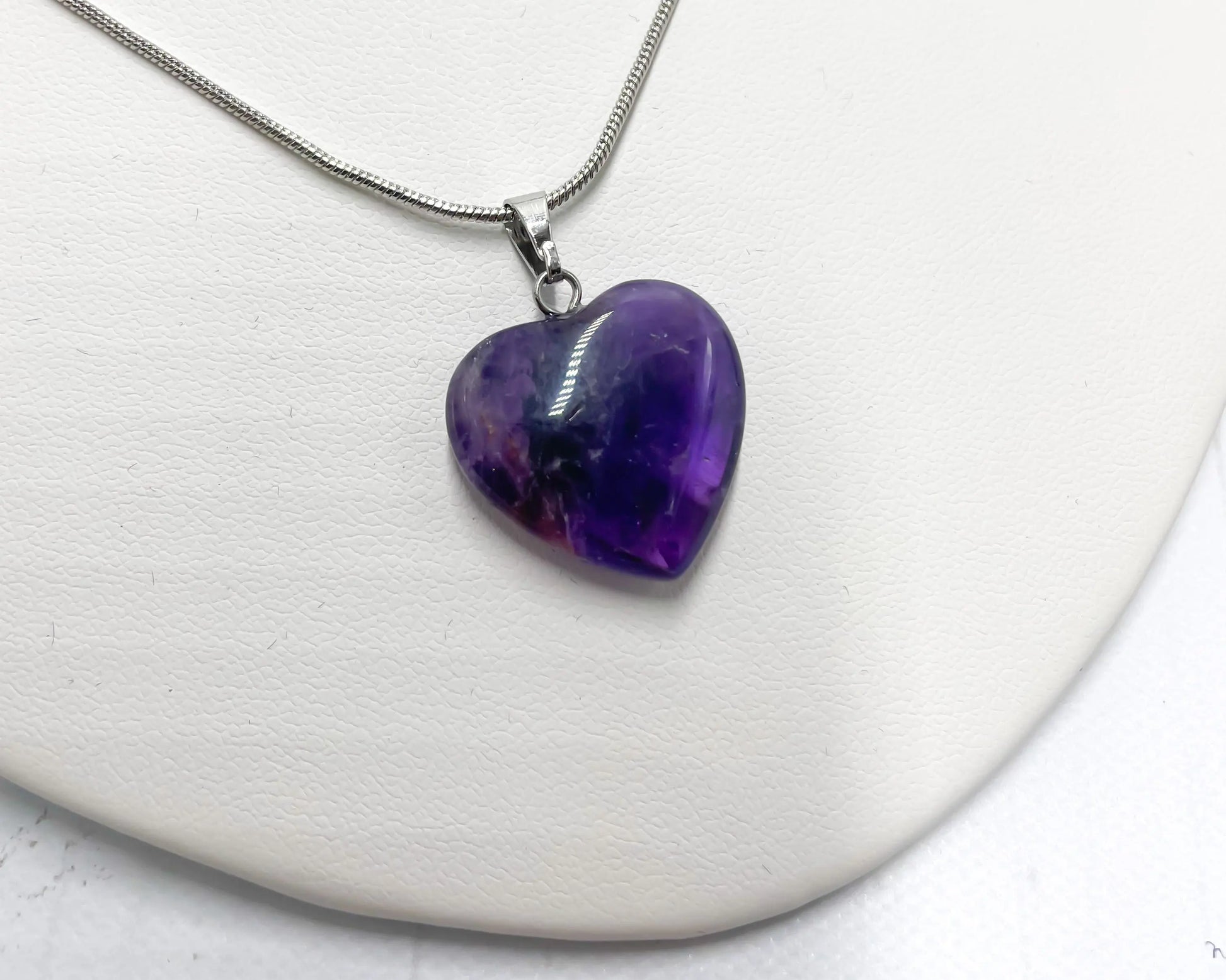 Amethyst Heart Shaped Pendant Necklace - Morganite Gems