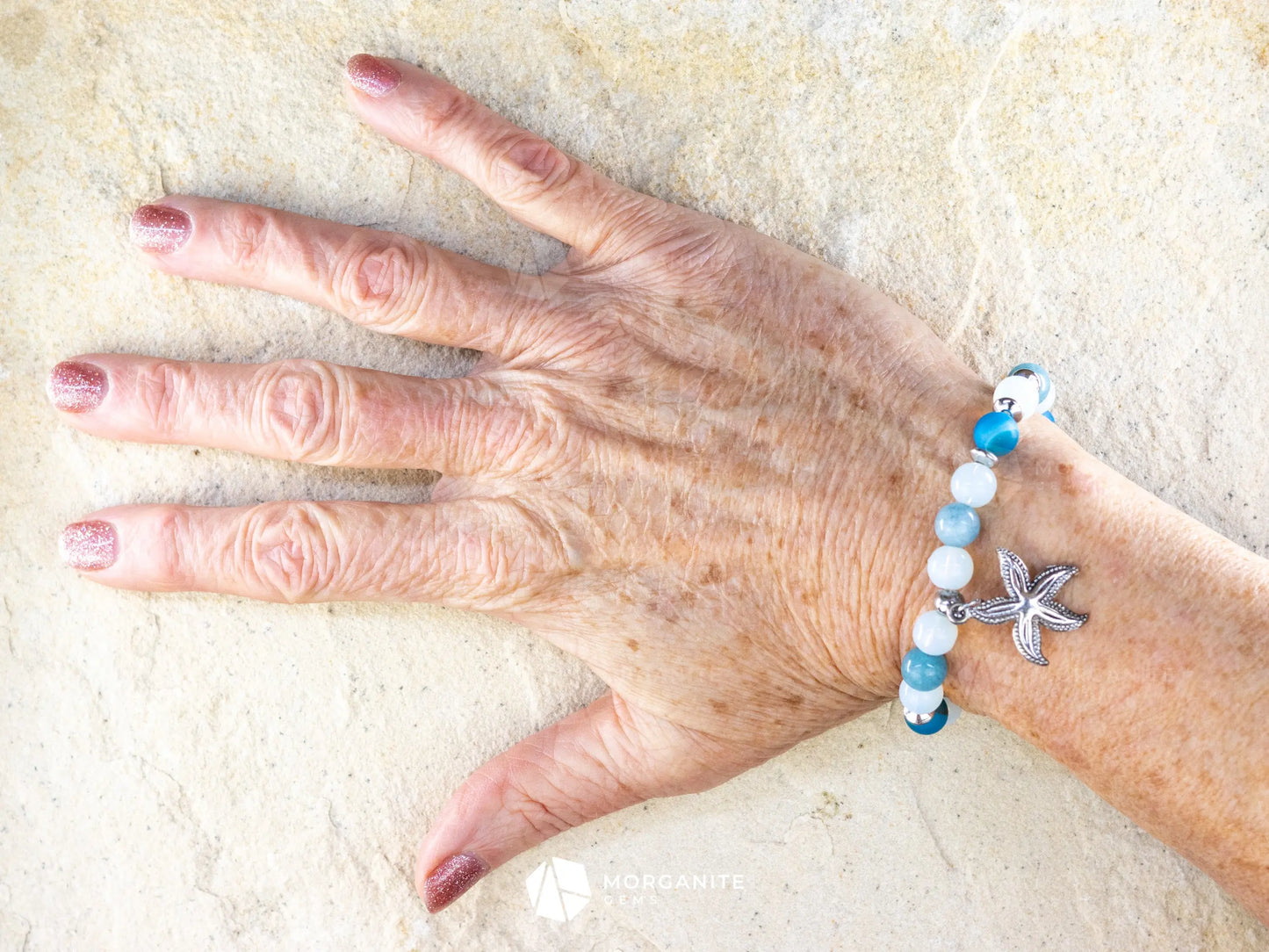 Blue Stripe Agate Bracelet - Morganite Gems