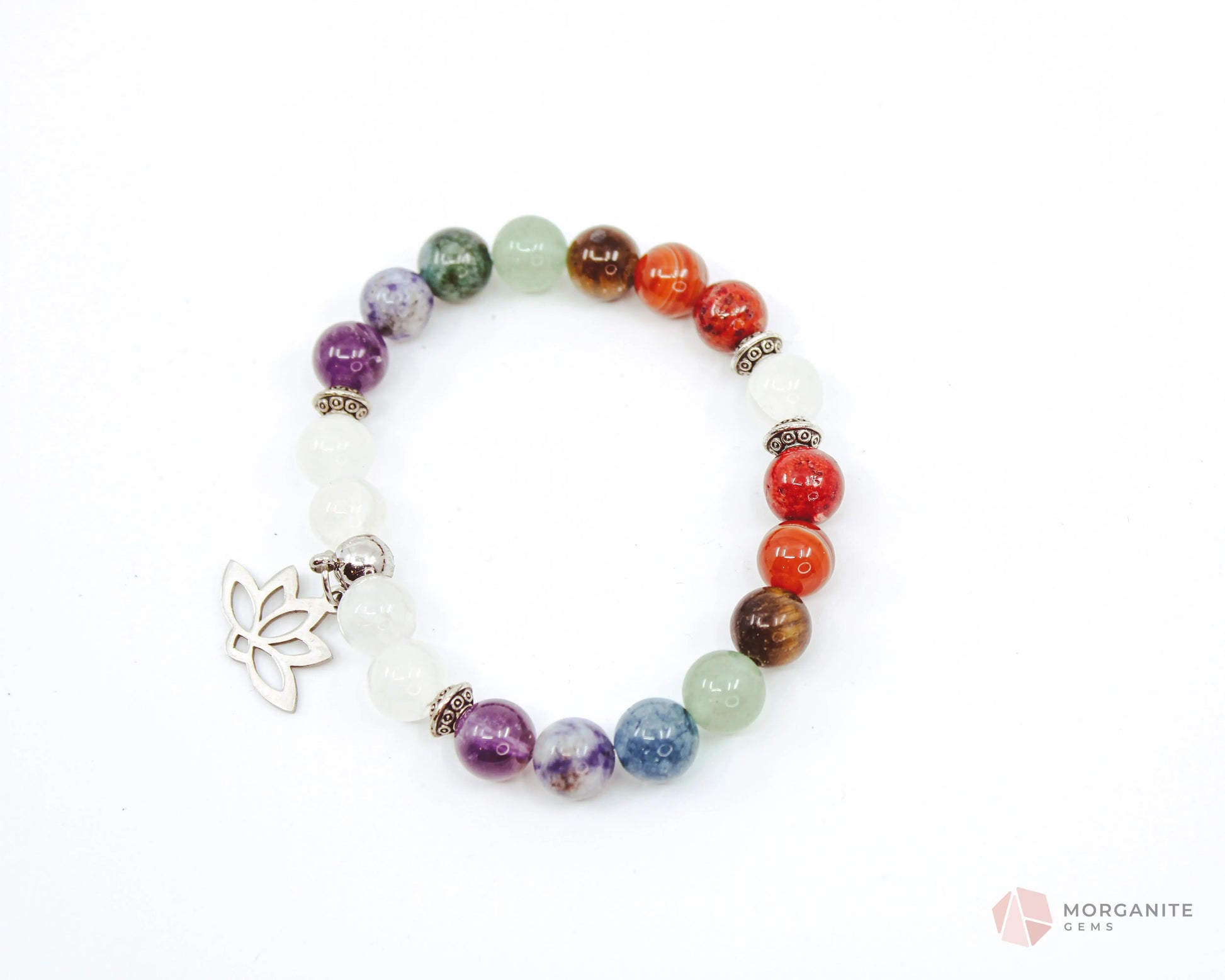 Chakra and Selenite Bracelet - Morganite Gems