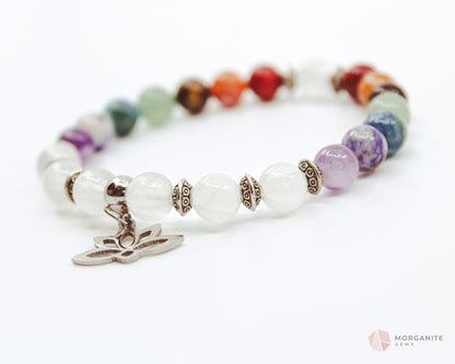 Chakra and Selenite Bracelet - Morganite Gems