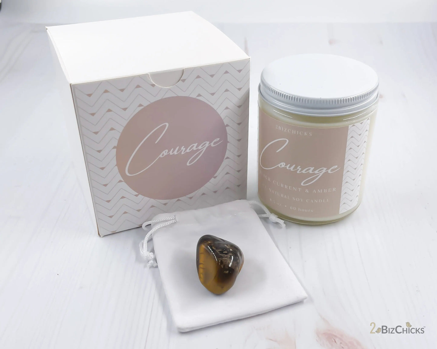 Courage Scented Candle with Crystal-Morganite Gems