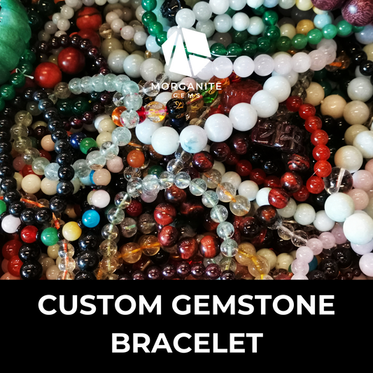 Custom Gemstone Bracelet, Choose your Stones, Personalized Crystal Bracelet, 6MM or 8MM Beaded Bracelet - Morganite Gems