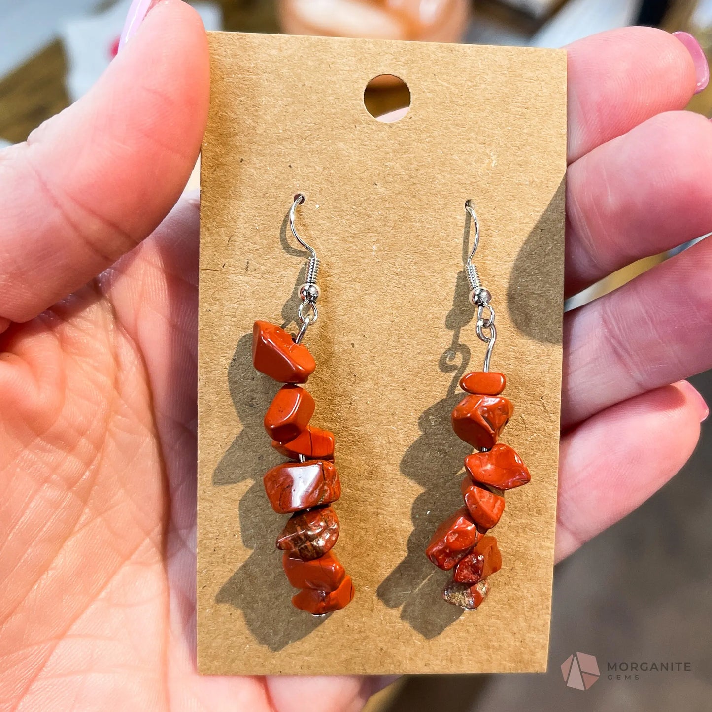 Gemstone Chip Earrings - Morganite Gems