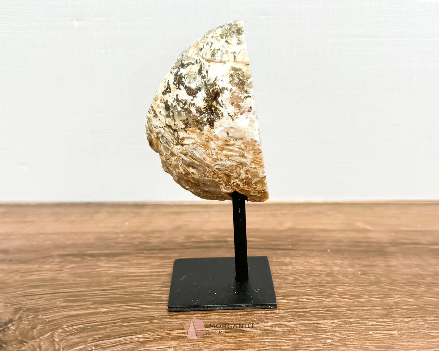 Geode Specimen on Metal Stand - Natural Crystal Display for Healing and Home Decor-Morganite Gems