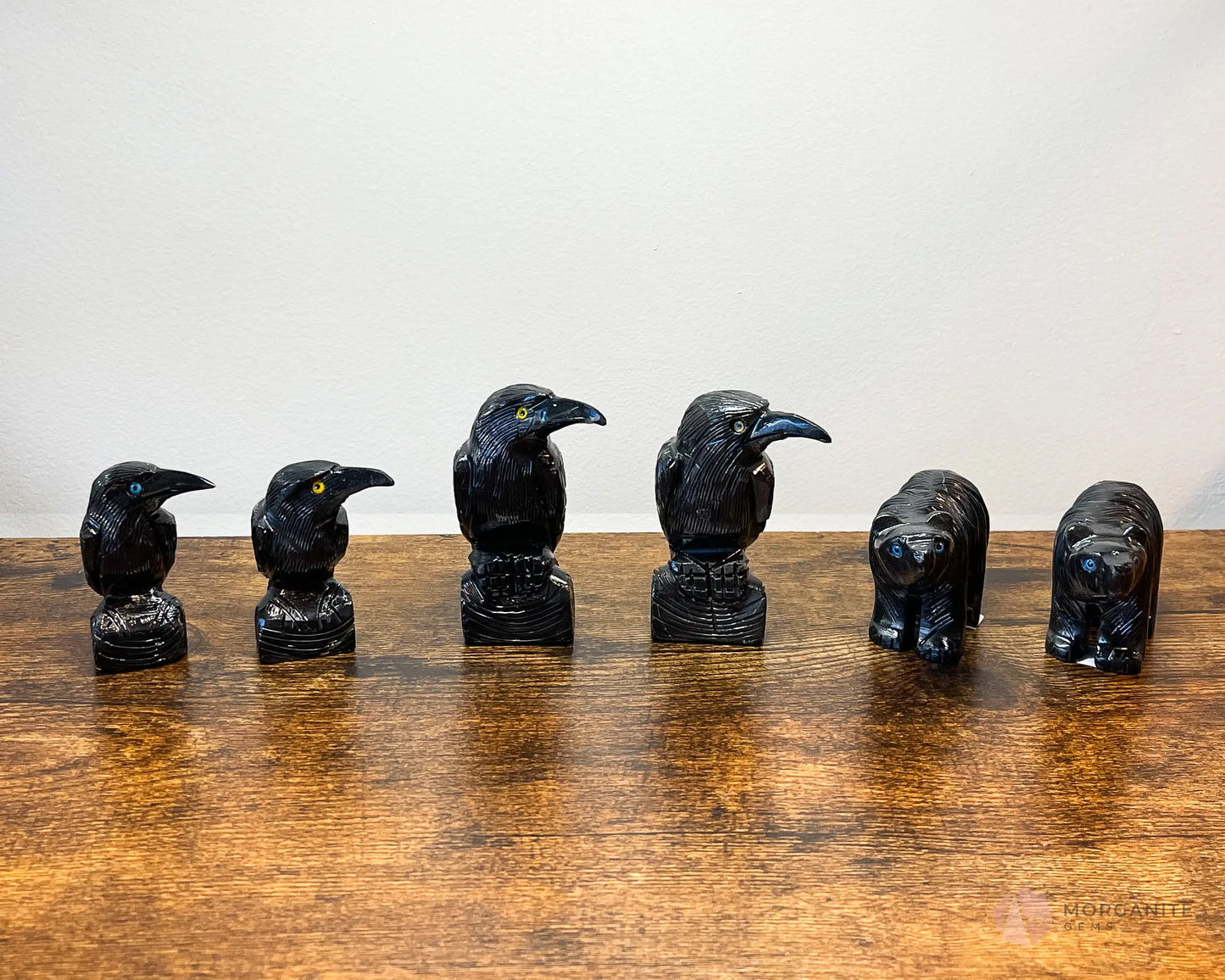 Hand-Carved Black Onyx Raven – Available in Multiple Sizes - Morganite Gems