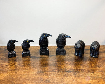 Hand-Carved Black Onyx Raven – Available in Multiple Sizes - Morganite Gems