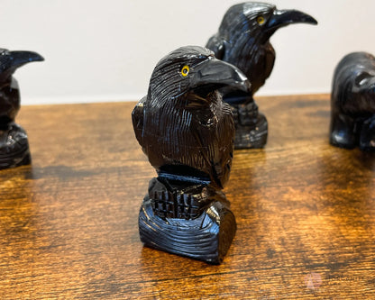 Hand-Carved Black Onyx Raven – Available in Multiple Sizes - Morganite Gems