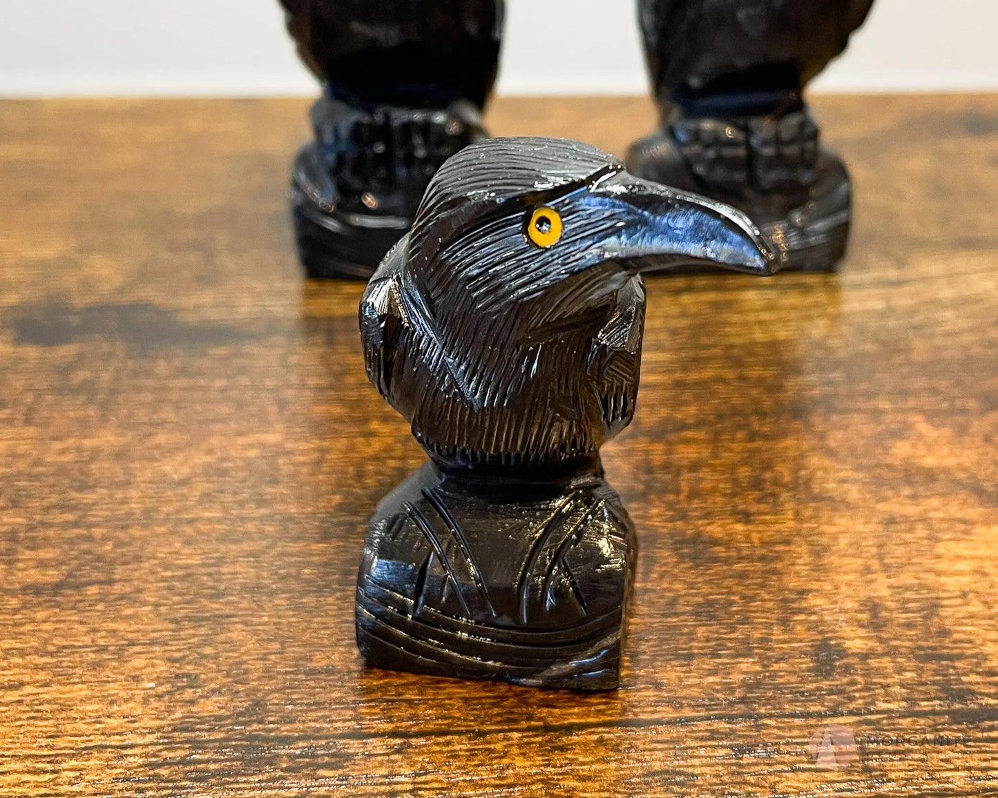 Hand-Carved Black Onyx Raven – Available in Multiple Sizes - Morganite Gems