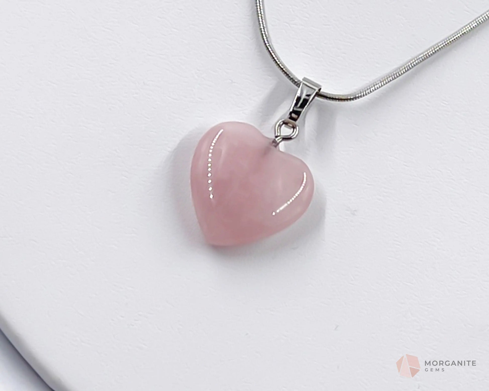 Heart Shaped Rose Quartz Pendant Necklace