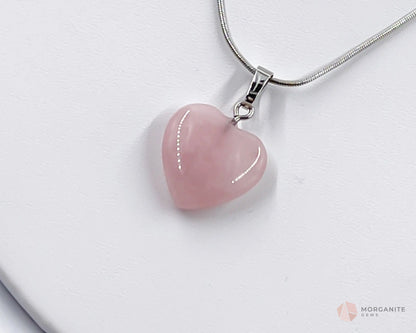 Heart Shaped Rose Quartz Pendant Necklace