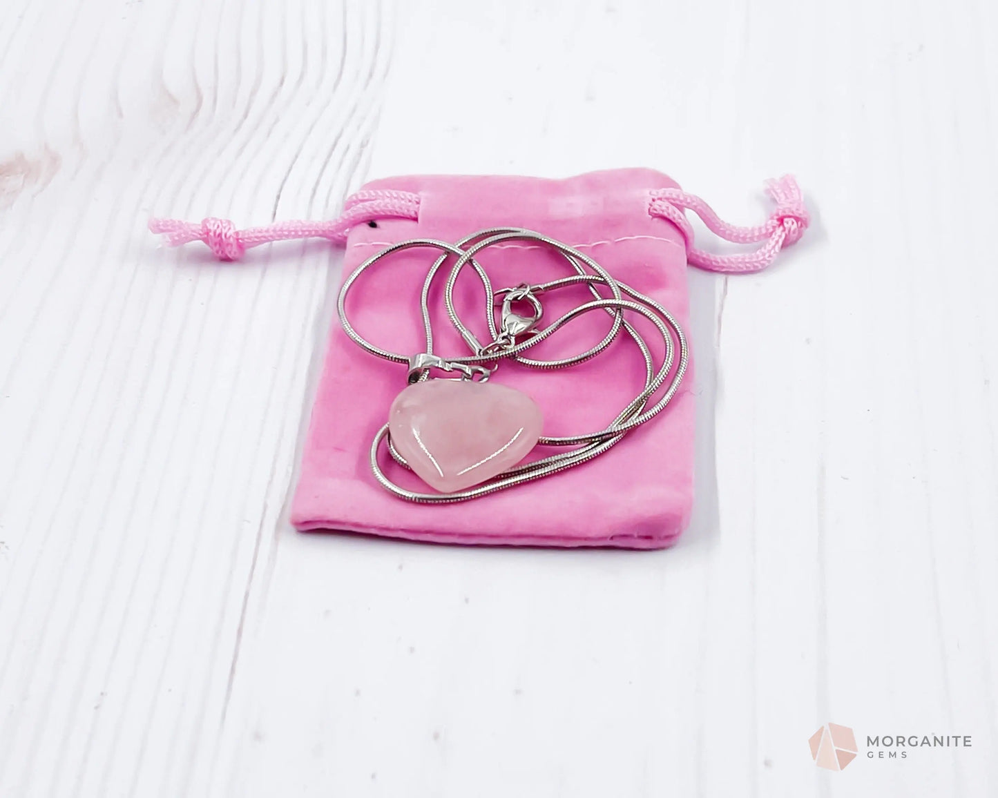 Heart Shaped Rose Quartz Pendant Necklace