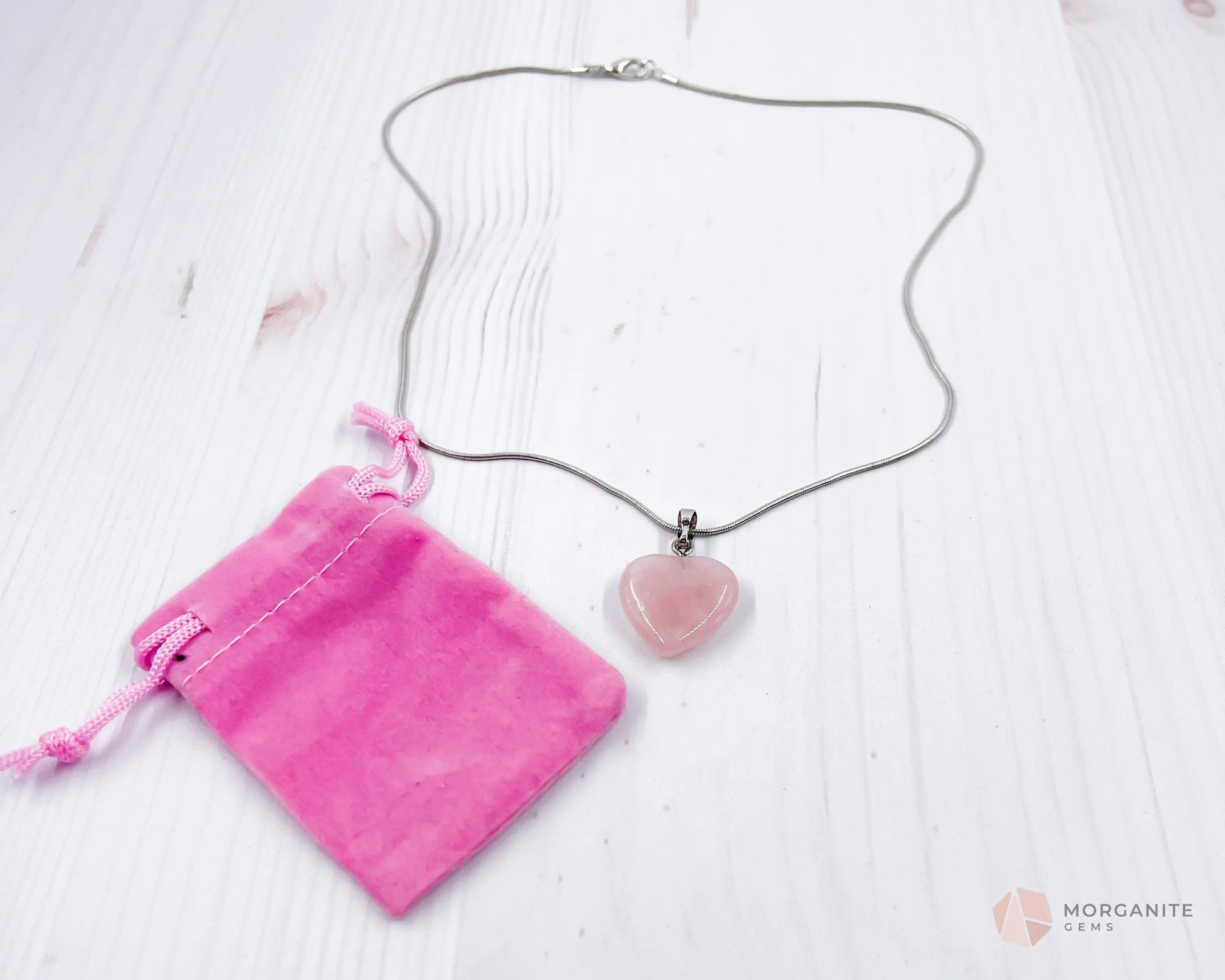 Heart Shaped Rose Quartz Pendant Necklace