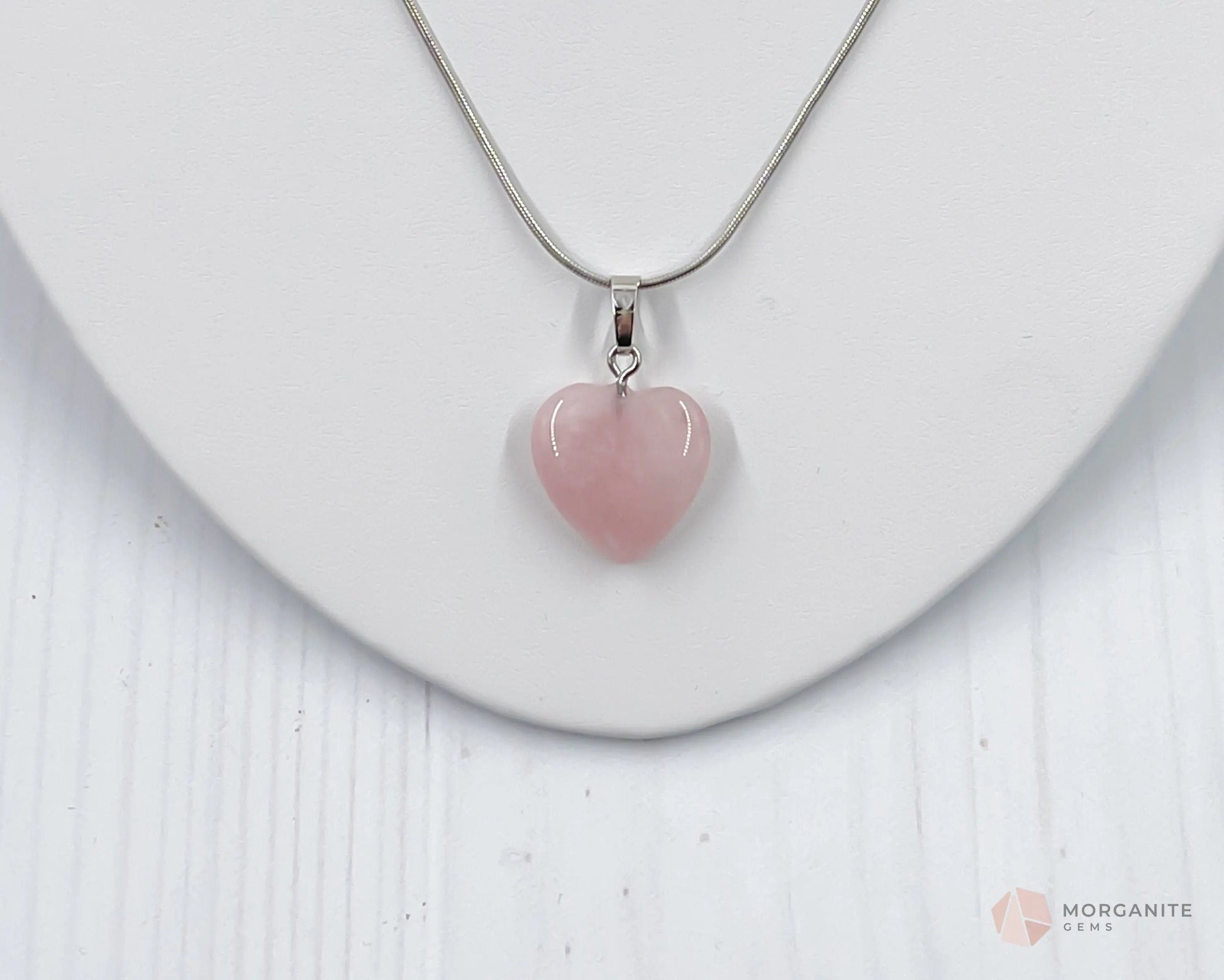 Heart Shaped Rose Quartz Pendant Necklace