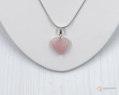 Heart Shaped Rose Quartz Pendant Necklace