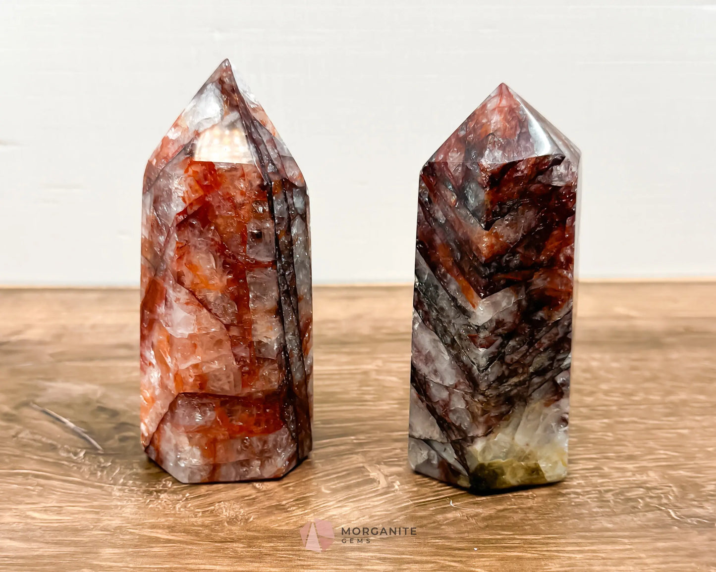 Heated Hematoid Quartz Tower Point - Morganite Gems