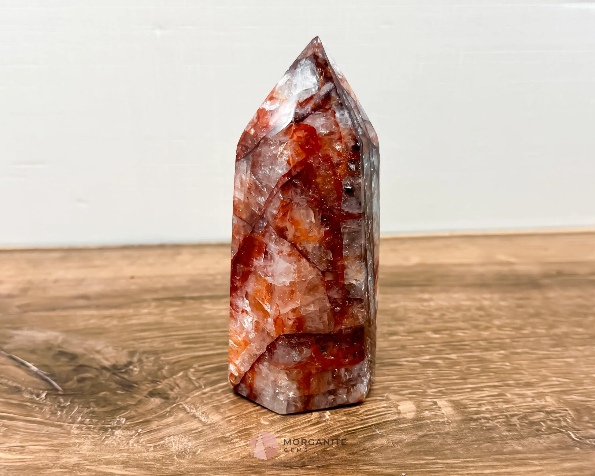 Heated Hematoid Quartz Tower Point - Morganite Gems