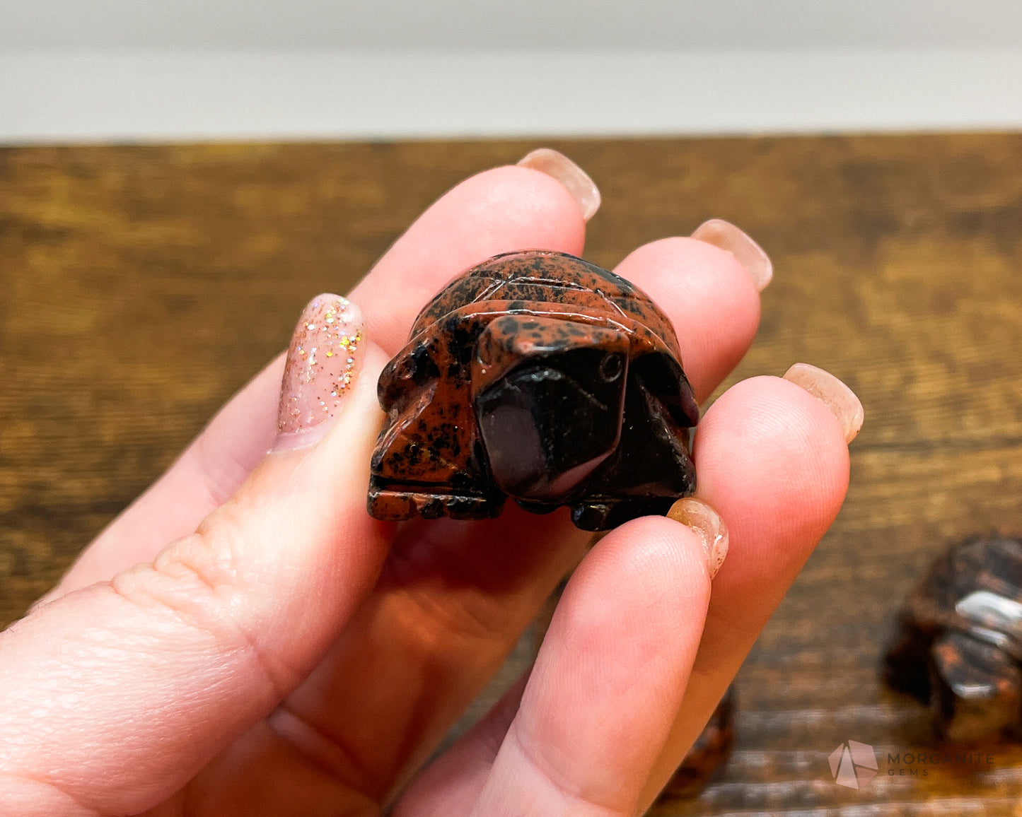 Turtle Mahogany Obsidian Carving