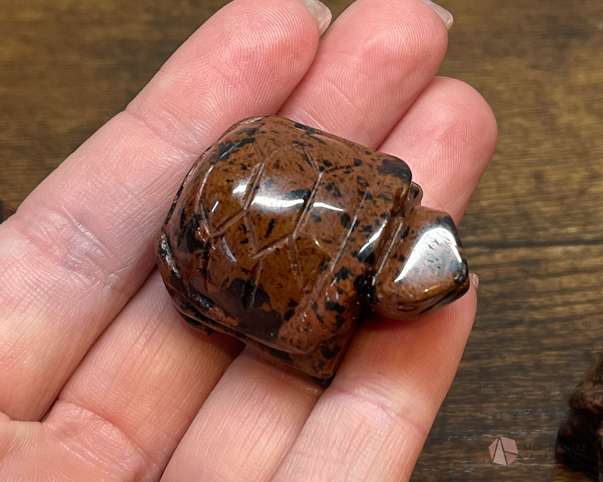 Turtle Mahogany Obsidian Carving