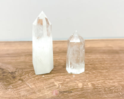 Pure Brilliance: Clear Quartz Tower Point - Enhance Clarity and Energy Flow - Morganite Gems