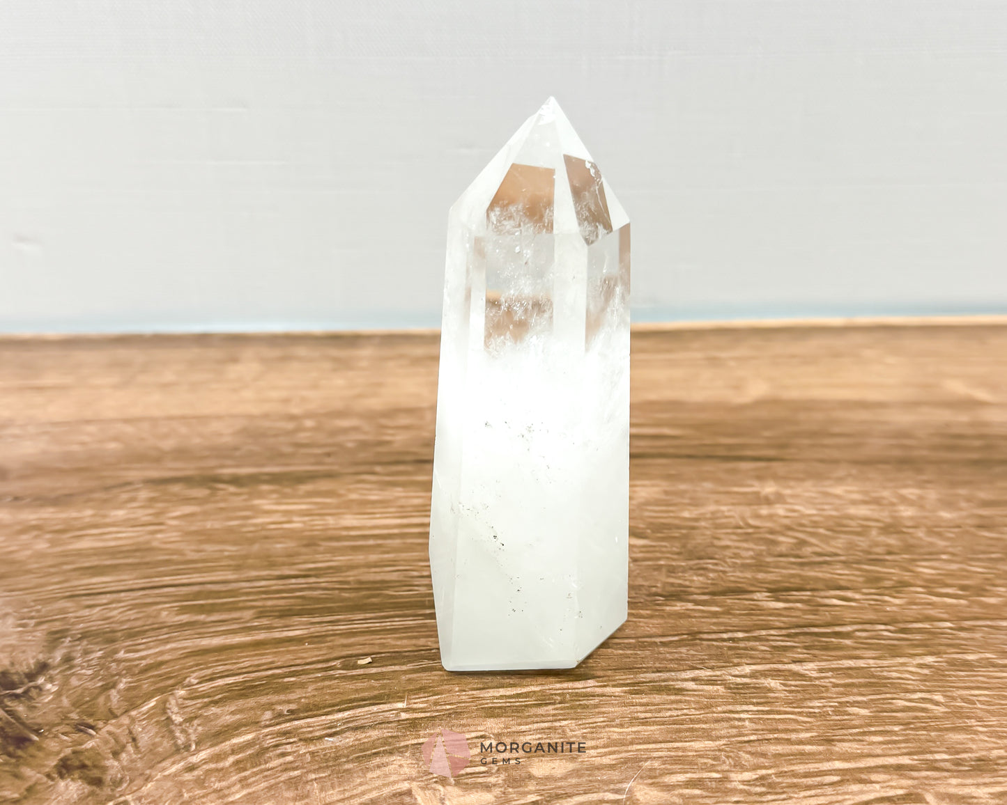 Pure Brilliance: Clear Quartz Tower Point - Enhance Clarity and Energy Flow - Morganite Gems