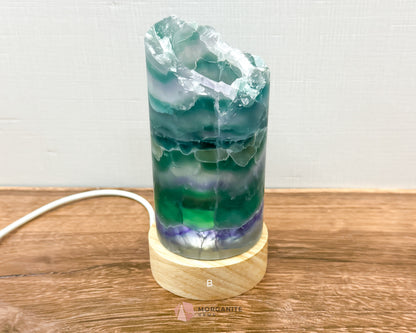 Rainbow Fluorite Cylinder Lamp with USB Lighted Base
