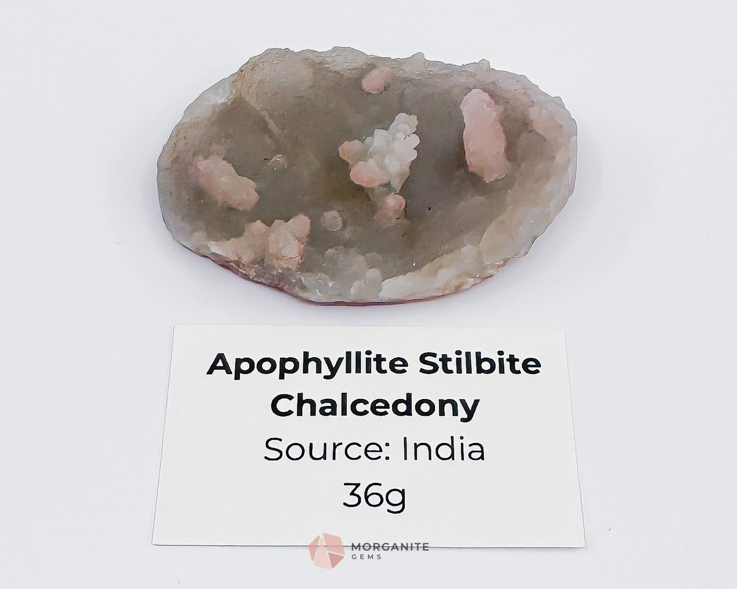 36g Apophyllite and Stilbite on Chalcedony – Unique Crystal Specimen - Morganite Gems