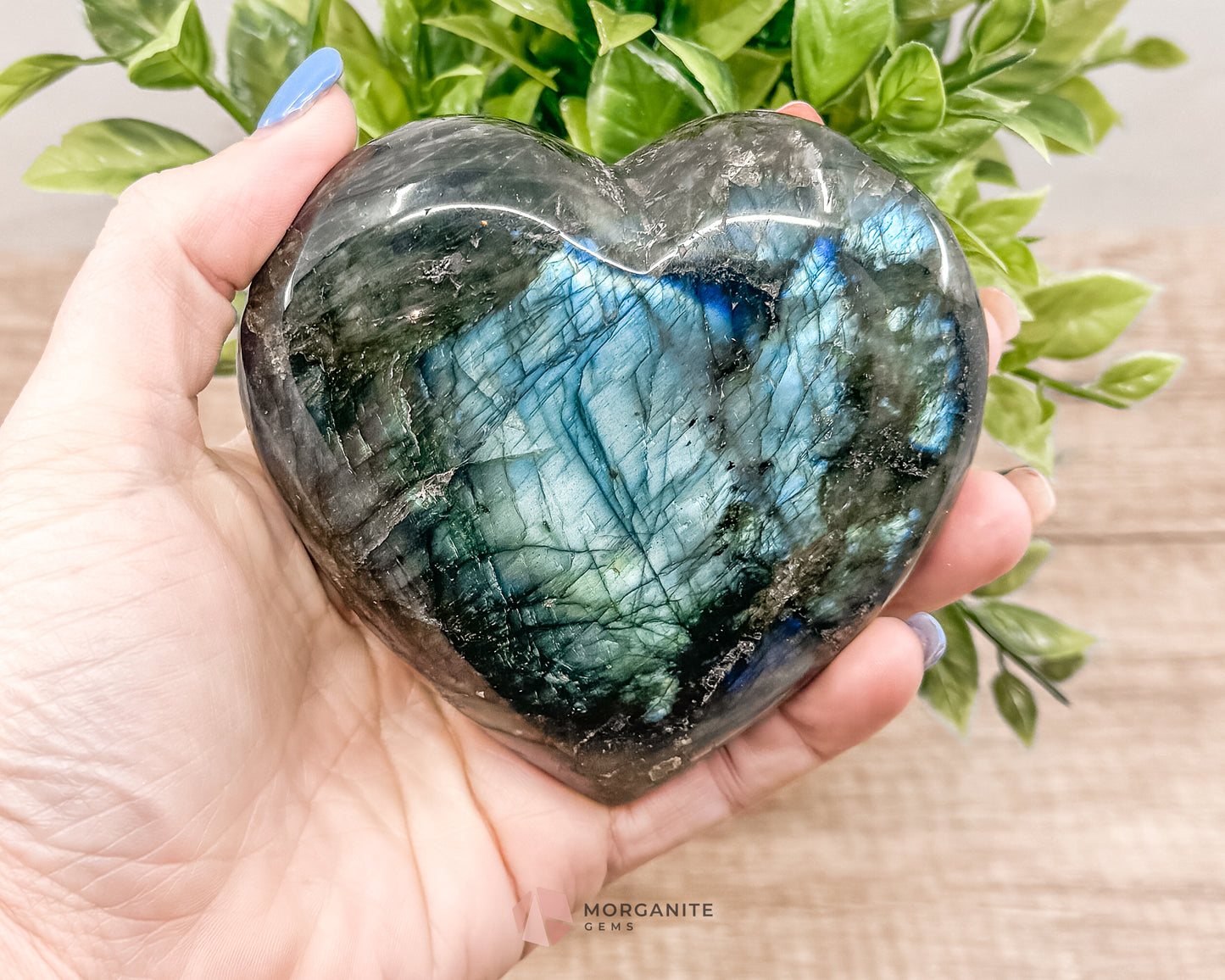 Labradorite Hearts in Various Sizes - Morganite Gems