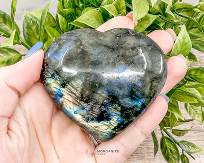 Labradorite Hearts in Various Sizes - Morganite Gems