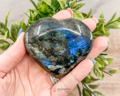 Labradorite Hearts in Various Sizes - Morganite Gems