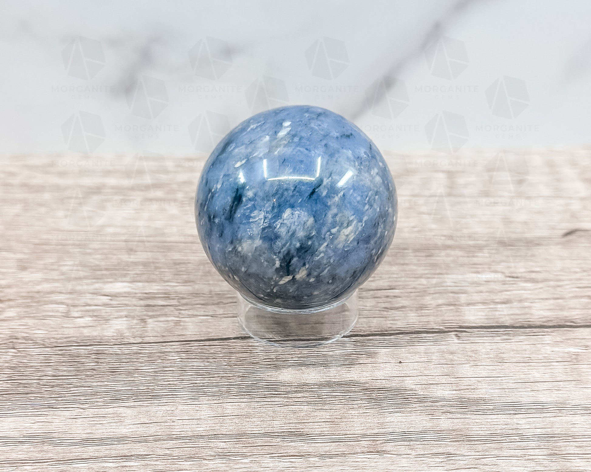 Dumortierite Blue Quartz Sphere – Polished Crystal Ball for Focus, Clarity, and Communication - Morganite Gems