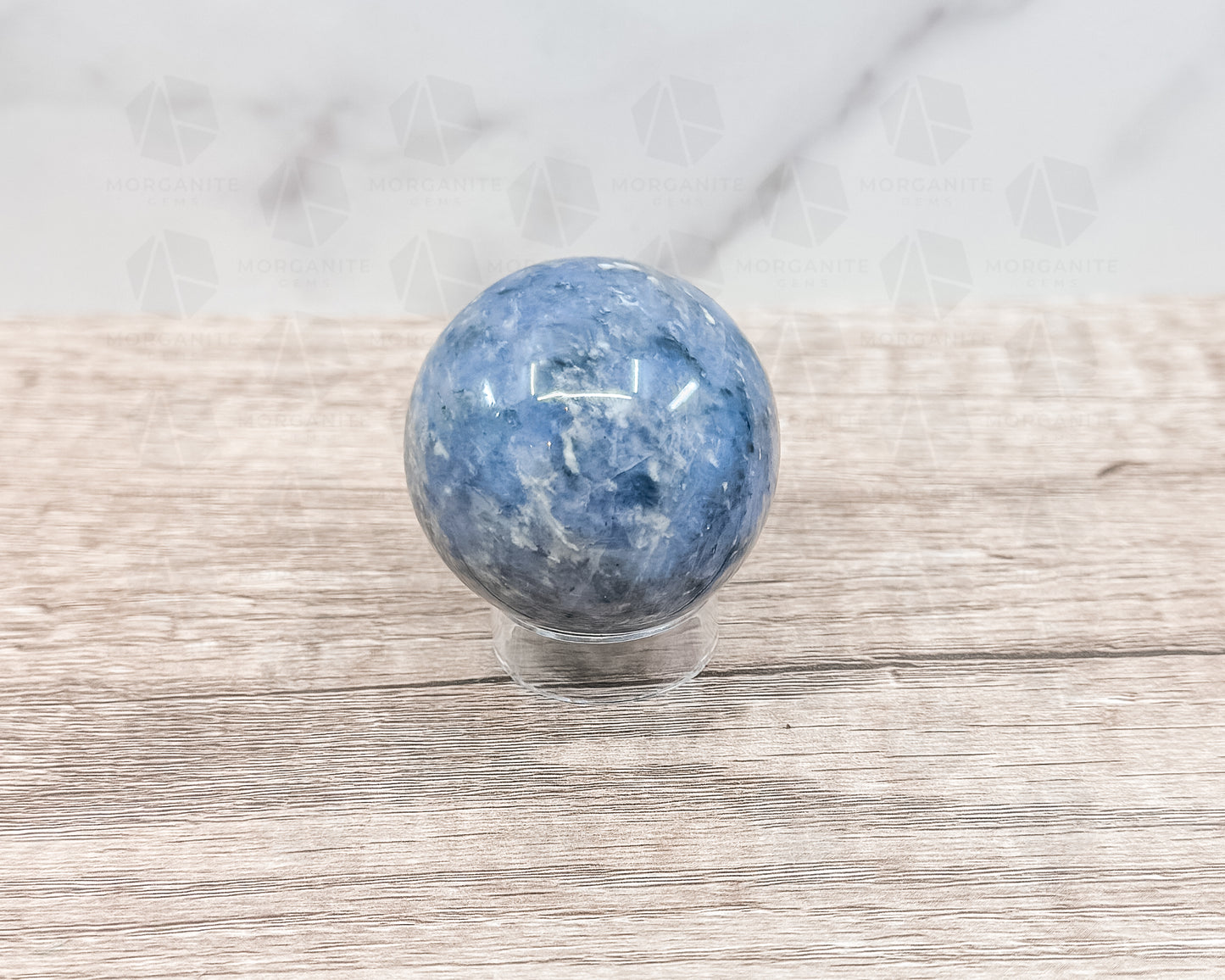 Dumortierite Blue Quartz Sphere – Polished Crystal Ball for Focus, Clarity, and Communication - Morganite Gems