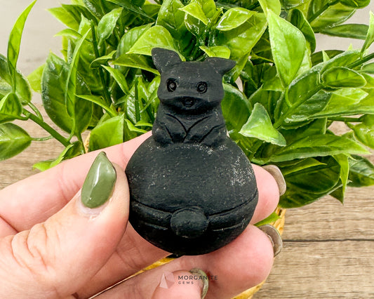 Lab-Created Matte Obsidian Pikachu with Poké Ball – Pokémon-Inspired Figurine - Morganite Gems