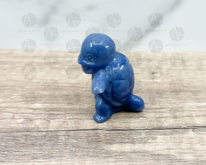 Blue Aventurine Squirtle-Inspired Pokémon Carving – Handcrafted Crystal Figurine - Morganite Gems