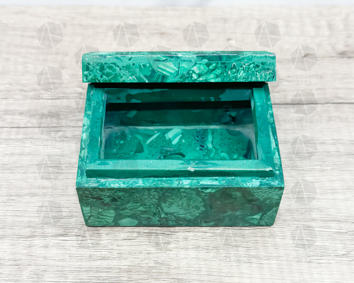 Handcrafted Malachite Box with Lid – 4.5" x 3" x 2.25" Decorative Storage - Morganite Gems