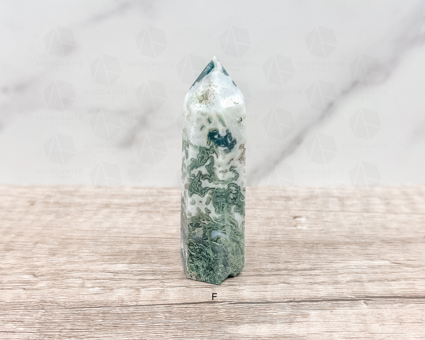 Moss Agate Tower Point – Tranquil Earthy Charm for Spiritual Connection - Morganite Gems