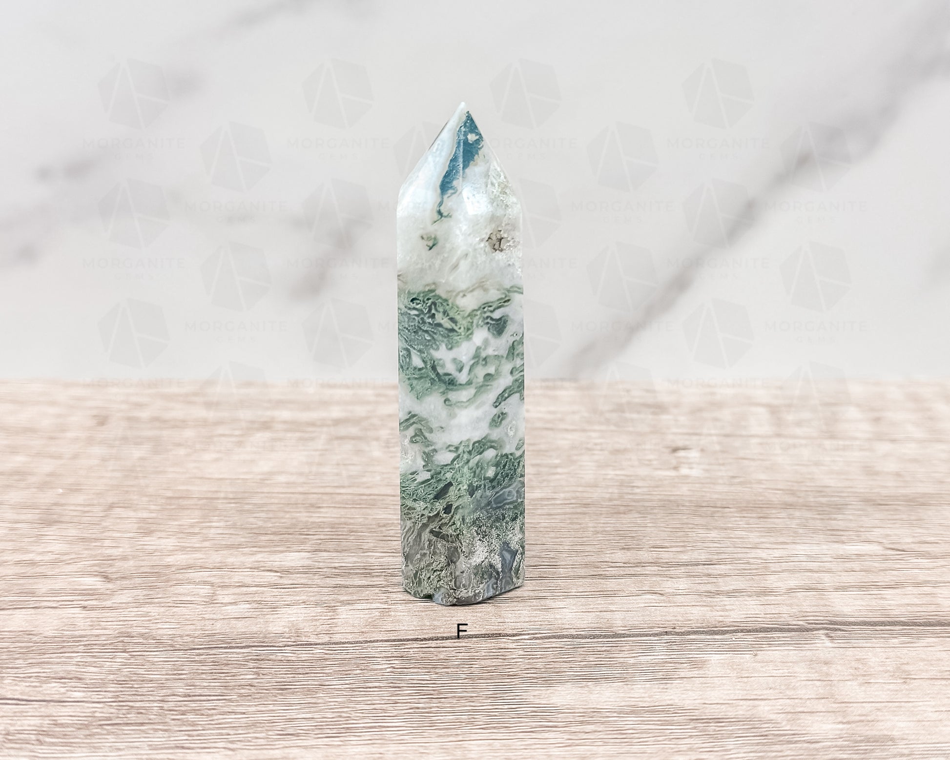 Moss Agate Tower Point – Tranquil Earthy Charm for Spiritual Connection - Morganite Gems