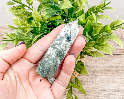 Moss Agate Tower Point – Tranquil Earthy Charm for Spiritual Connection - Morganite Gems