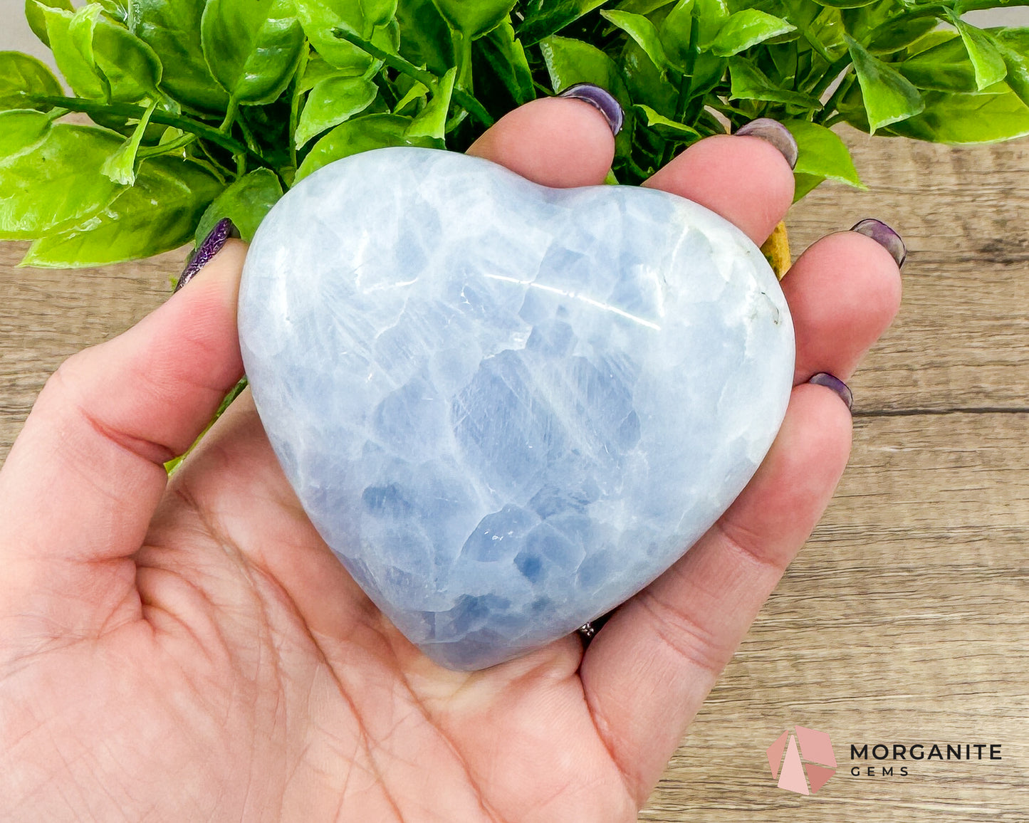 Blue Calcite Heart – Soothing Energy for Peace & Healing Morganite Gems