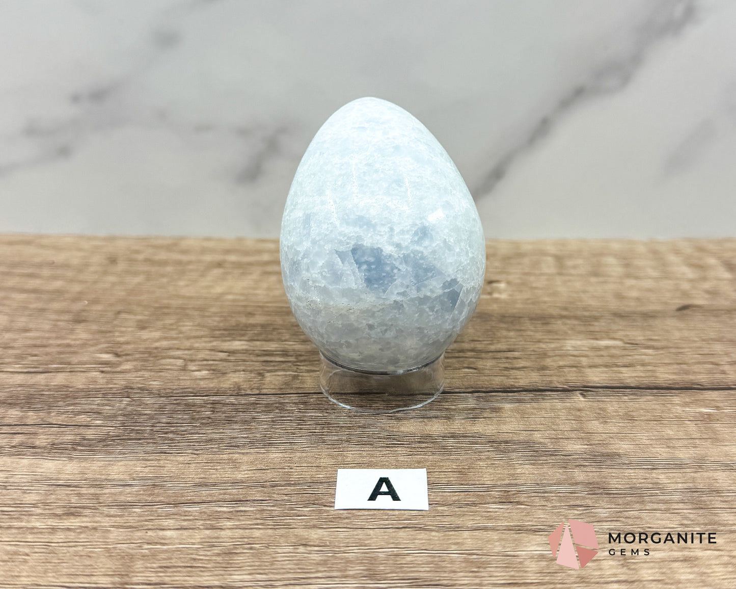 Blue Calcite Carved Egg – Calming Energy for Healing and Balance Morganite Gems