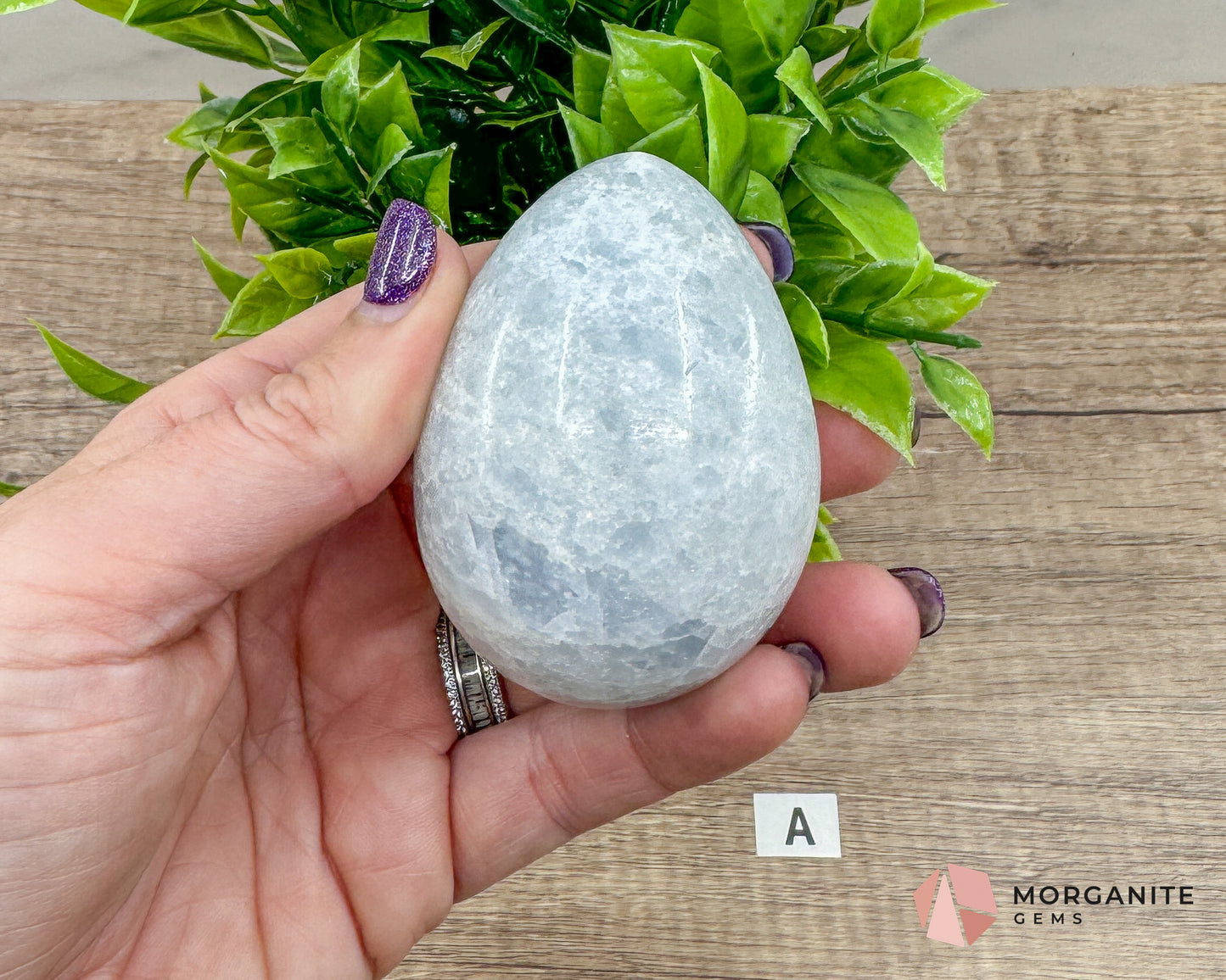 Blue Calcite Carved Egg – Calming Energy for Healing and Balance Morganite Gems