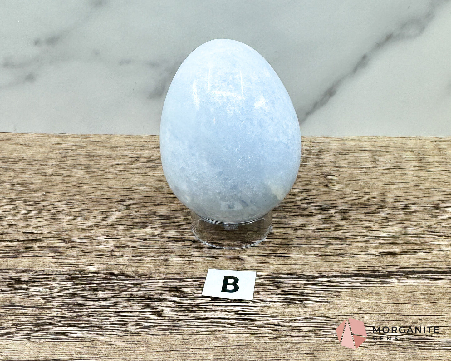 Blue Calcite Carved Egg – Calming Energy for Healing and Balance Morganite Gems