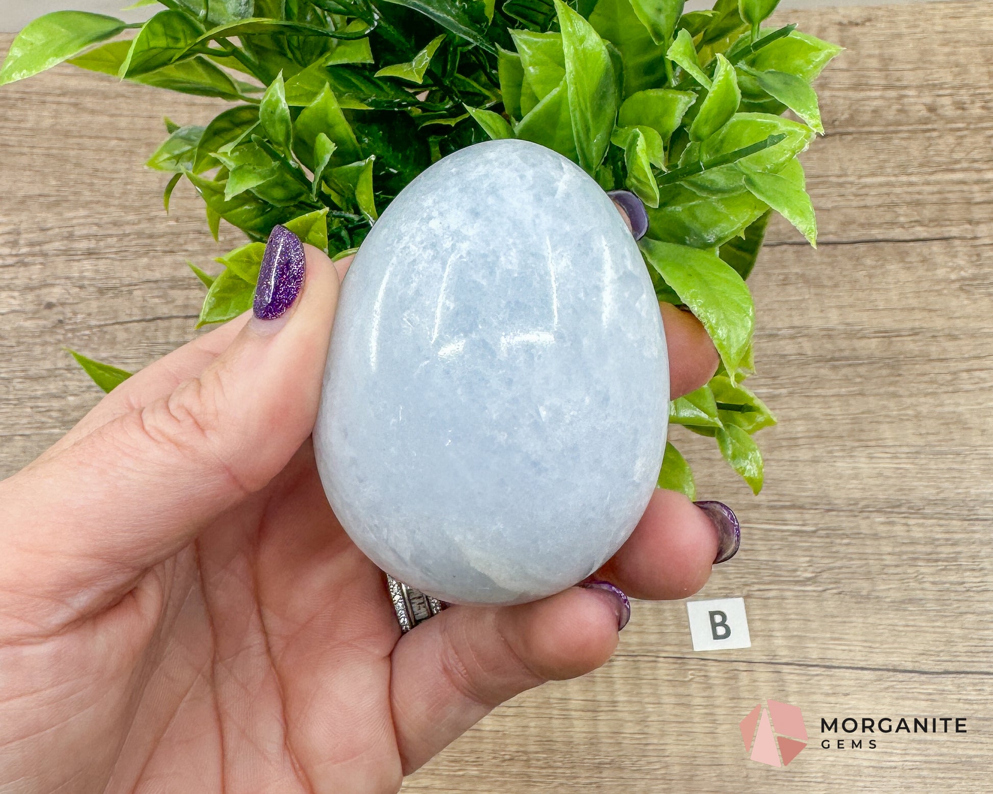 Blue Calcite Carved Egg – Calming Energy for Healing and Balance Morganite Gems