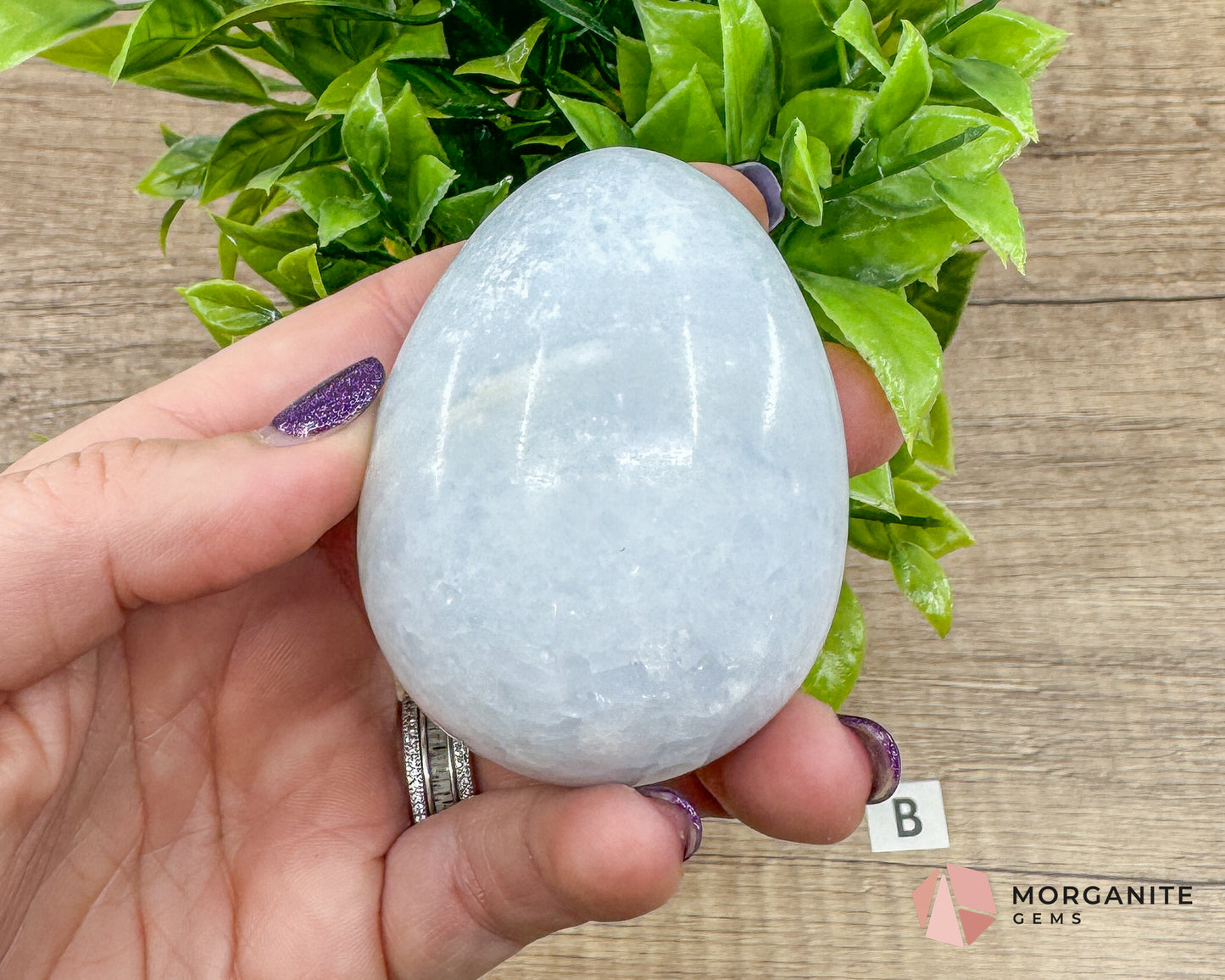 Blue Calcite Carved Egg – Calming Energy for Healing and Balance Morganite Gems